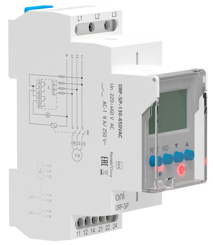 Реле контроля фаз ORF-SP 3 фазы 2NO/NC 130-650В AC