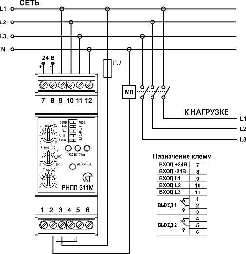 Трехфазное реле напряжения РНПП-311М